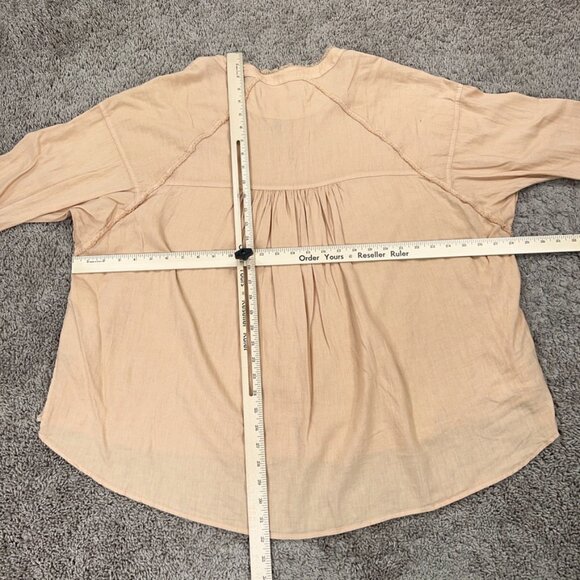 We The Free Shirt Womens Small Beige Keep it Simple Linen Flowy Oversized Coast - Picture 7 of 14